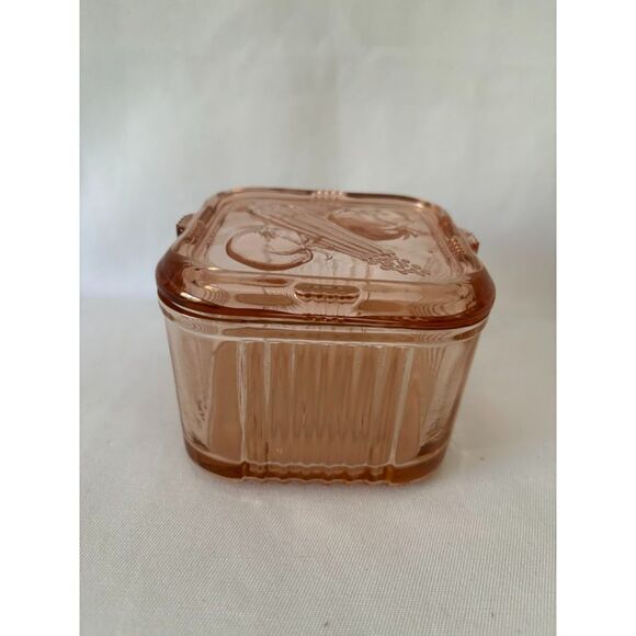 Vintage Depression Glass Pink Container with Lid - Picture 3 of 8